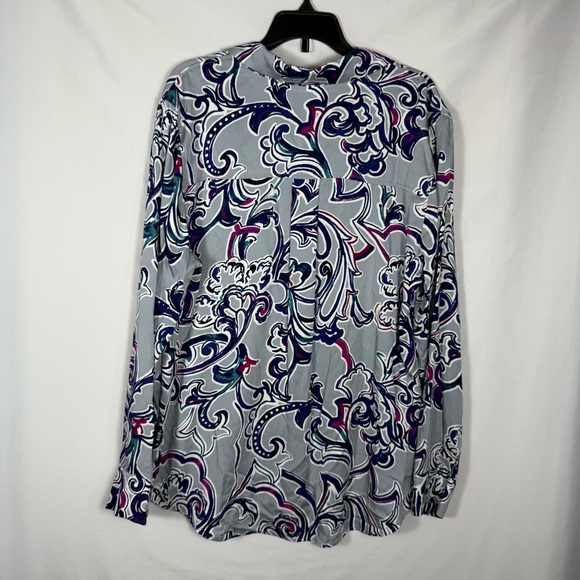 Chico’s Sand Wash Satin Painted Paisley Women's Blouse, Chico’s Size 1. NWOT - Picture 8 of 12
